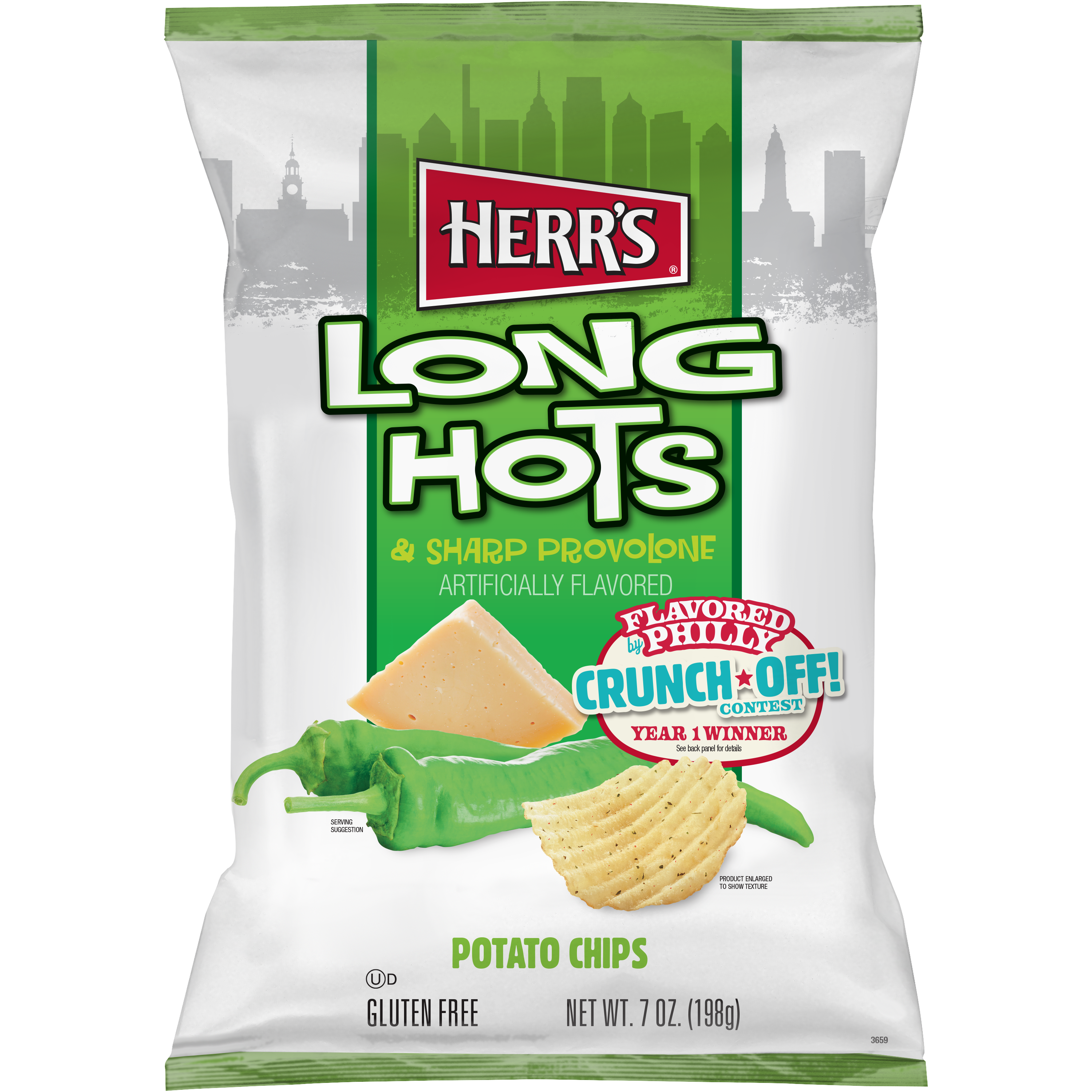 A Bag of Herr's Long Hots Potato Chips